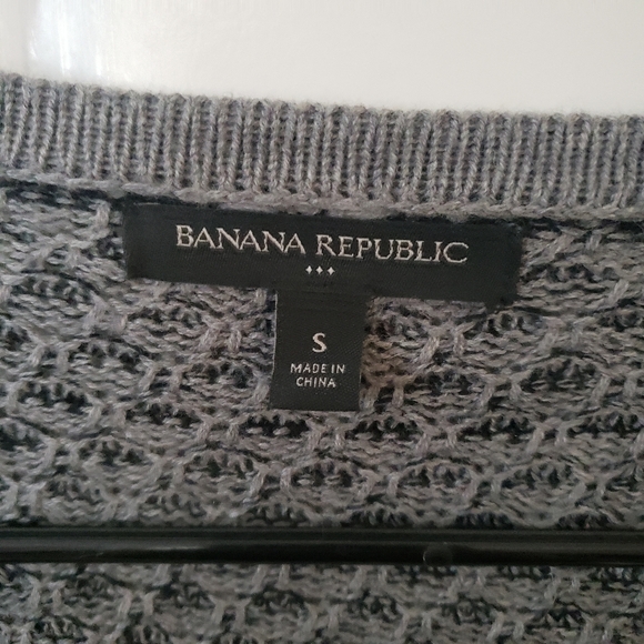 ⭐ Banana Republic Factory Grey Chunky Knit Open Front Sweater Cardigan S Wool Bl - Picture 5 of 8